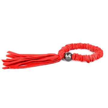 Rouge Red Leather Tassel Bracelet