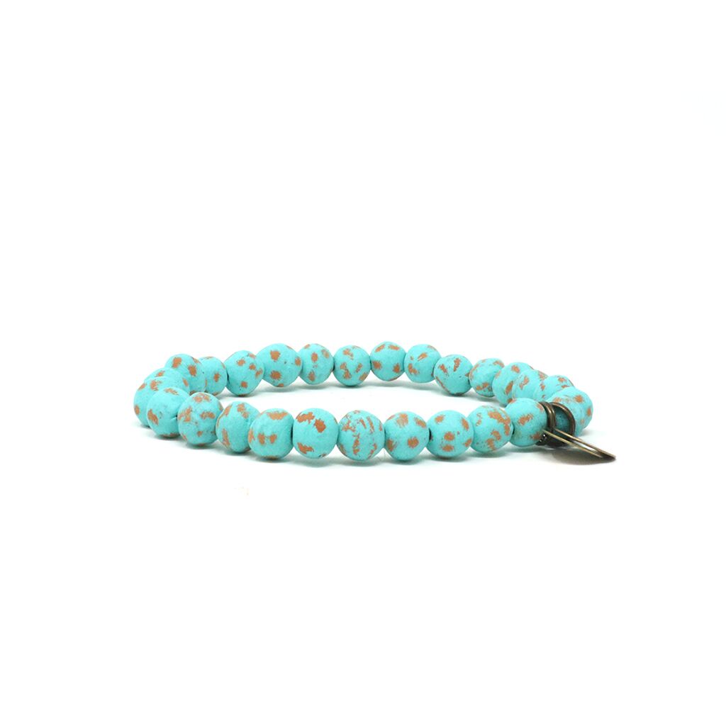 Handmade Mens aqua beaded bracelet