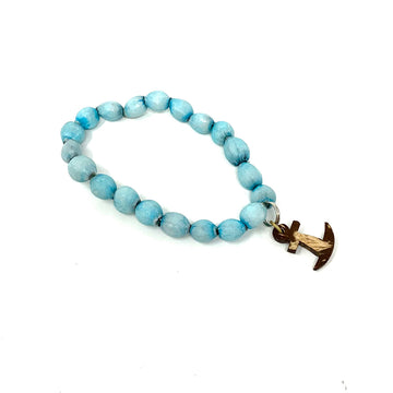 Turquoise Anchor Beaded Bracelet